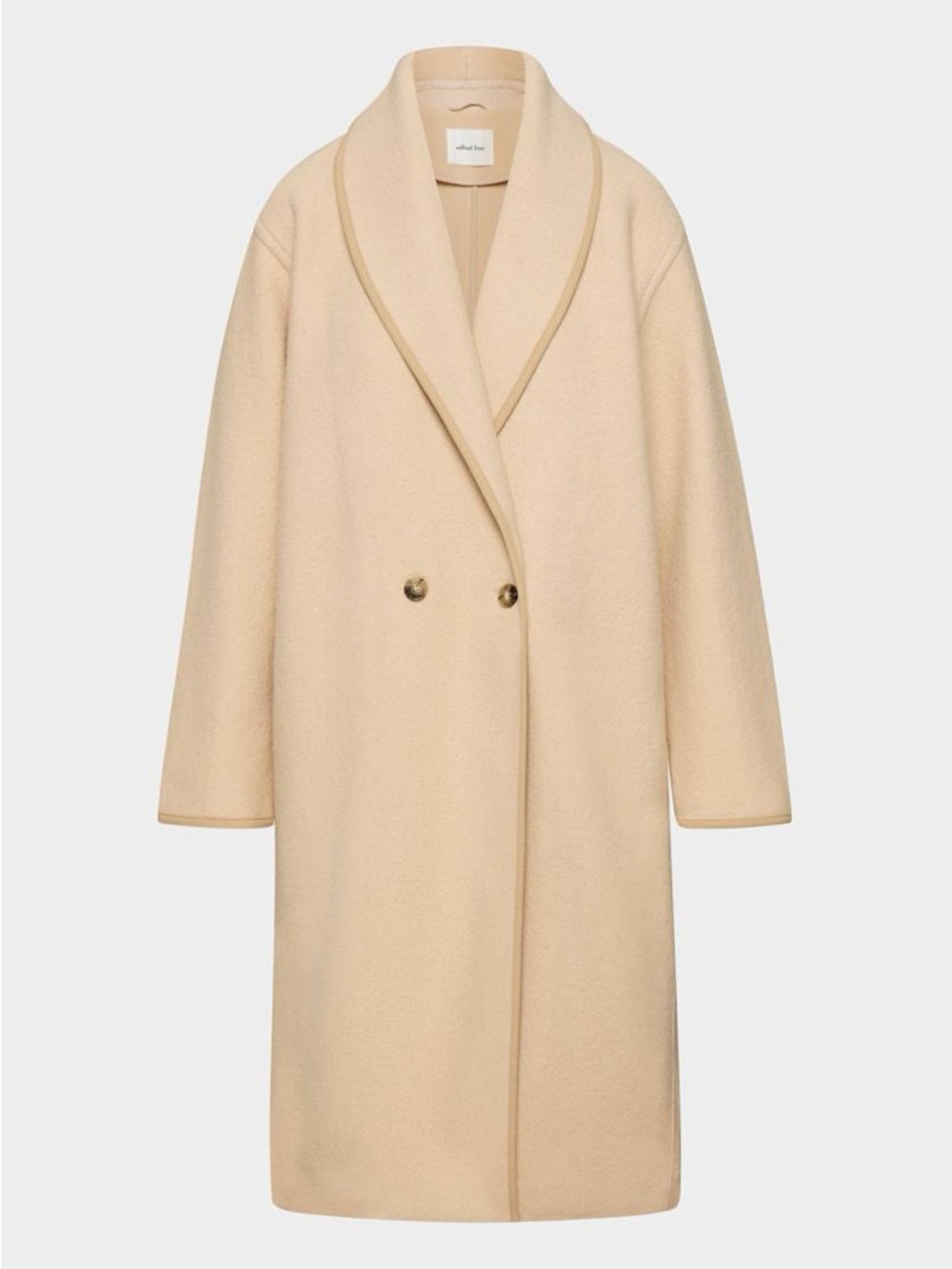 Cream Double-Breasted Wool Coat